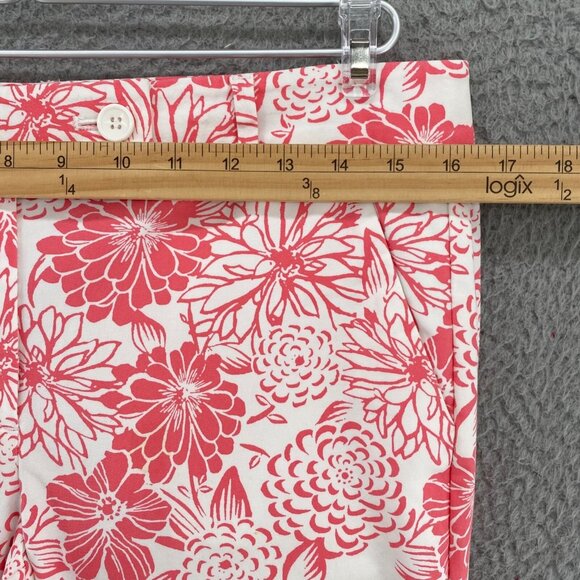 Talbots Pants Womens 8 Petite Perfect Skimmer Coral Floral Stretch Cropped Capri - Picture 8 of 12